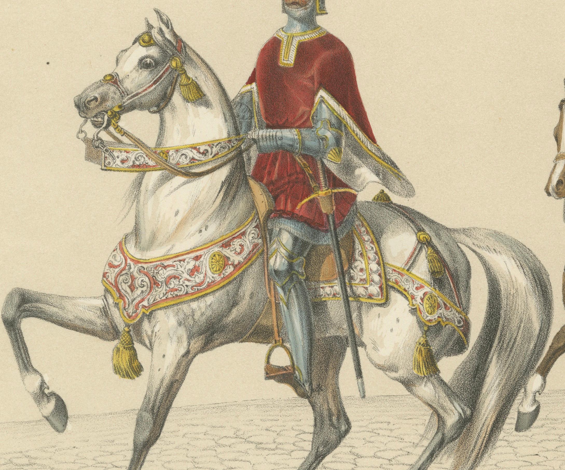1855 Festzug in der Schweiz - The Riders & Their Leader and Banner (Mittleres 19. Jahrhundert) im Angebot
