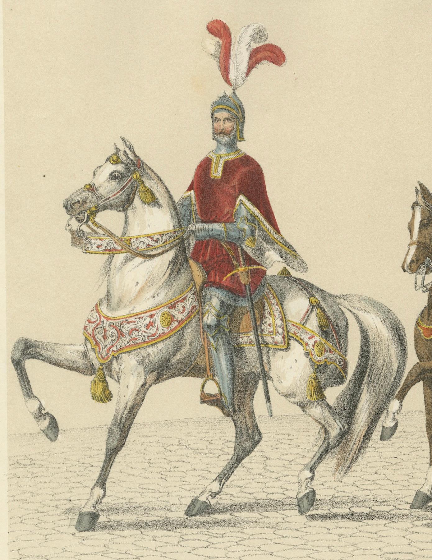 1855 Festzug in der Schweiz - The Riders & Their Leader and Banner im Angebot 1