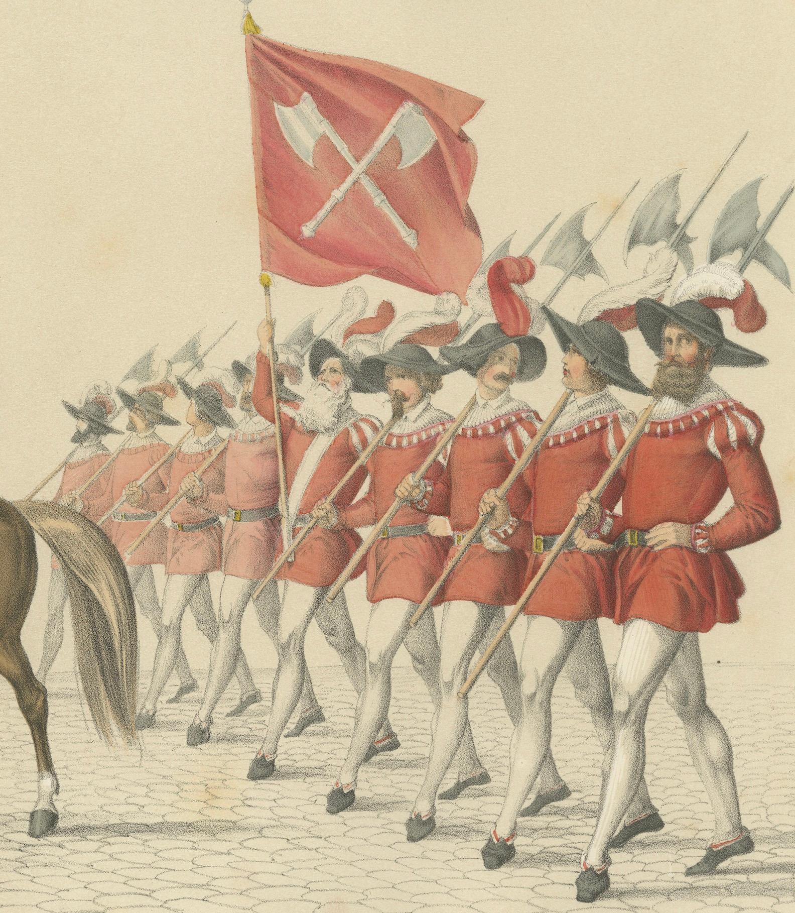 1855 Festzug in der Schweiz - The Riders & Their Leader and Banner im Angebot 2