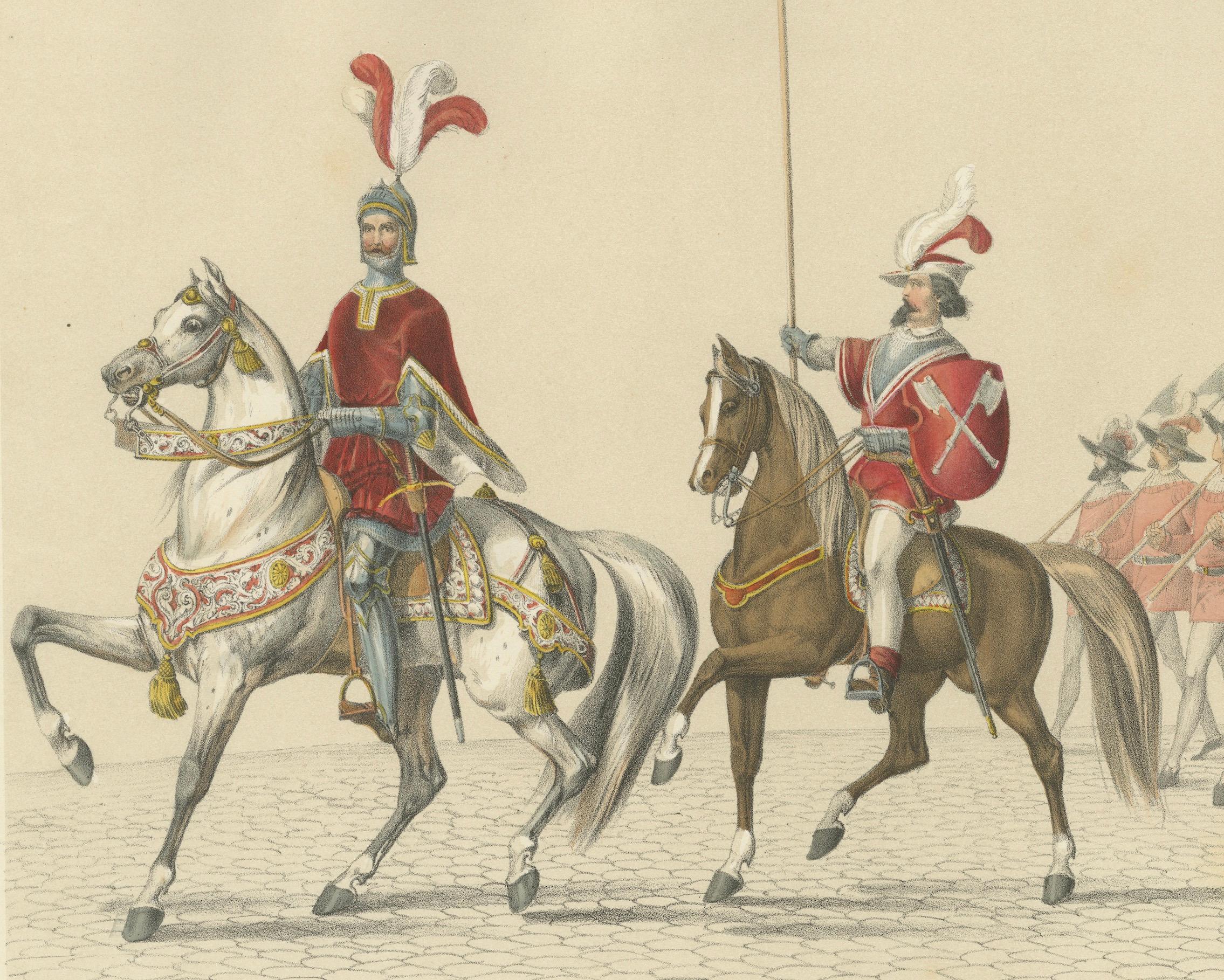 1855 Festzug in der Schweiz - The Riders & Their Leader and Banner im Angebot 3