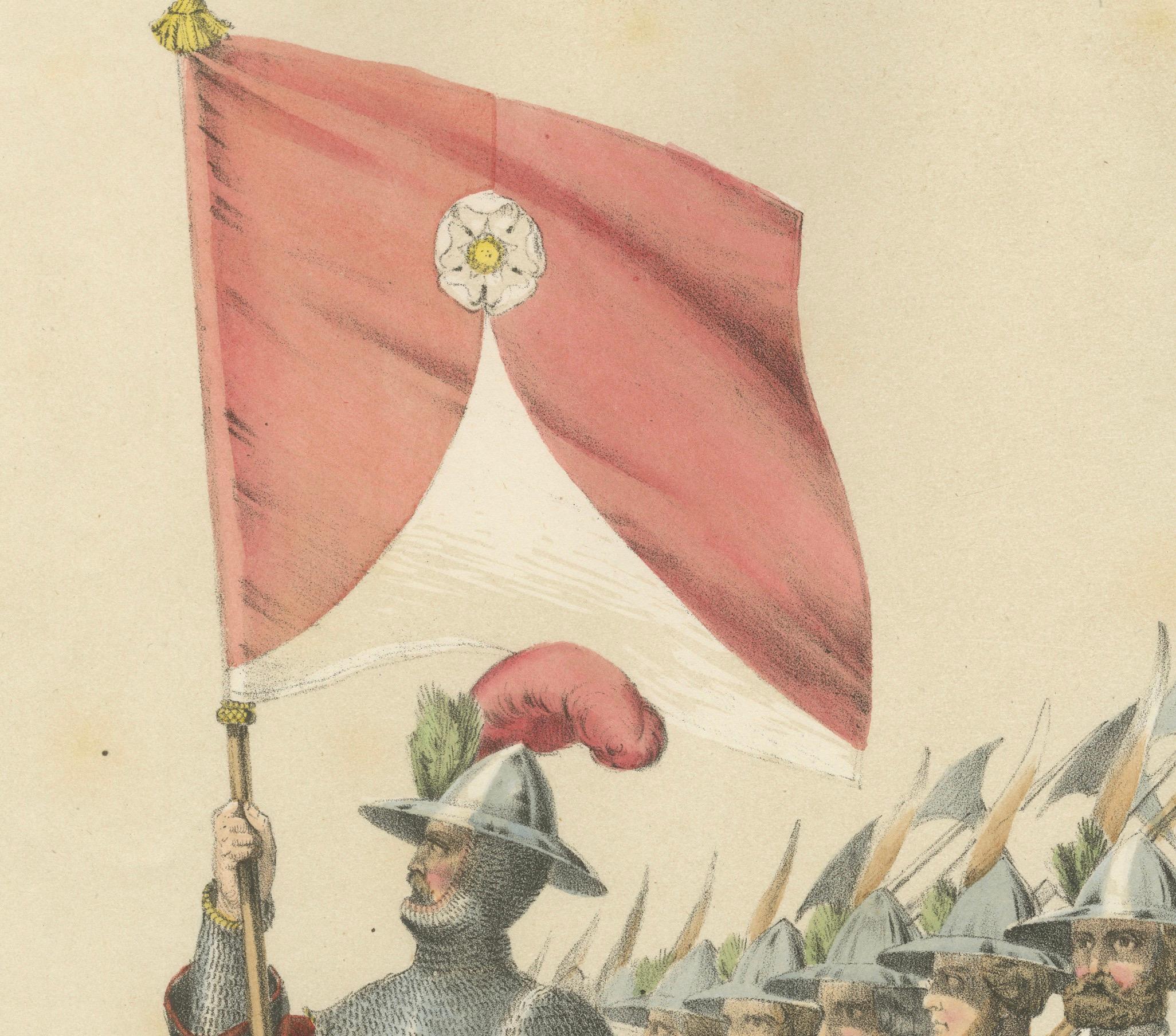 1855 Handkolorierte Lithographie der vier Berner Gerichtsbezirke - Eine Schweizer Parade (Mittleres 19. Jahrhundert) im Angebot