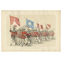1855 Hand-Colored Lithograph of Bern’s Four Judicial Districts – A Swiss Parade