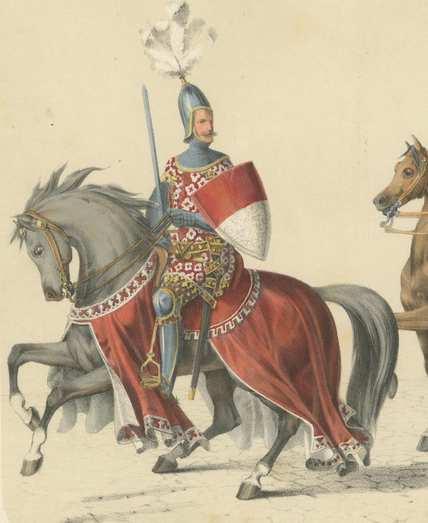 1855 Hand-Colored Lithograph of Solothurn Cavalry – Festive Swiss Confederation For Sale 1