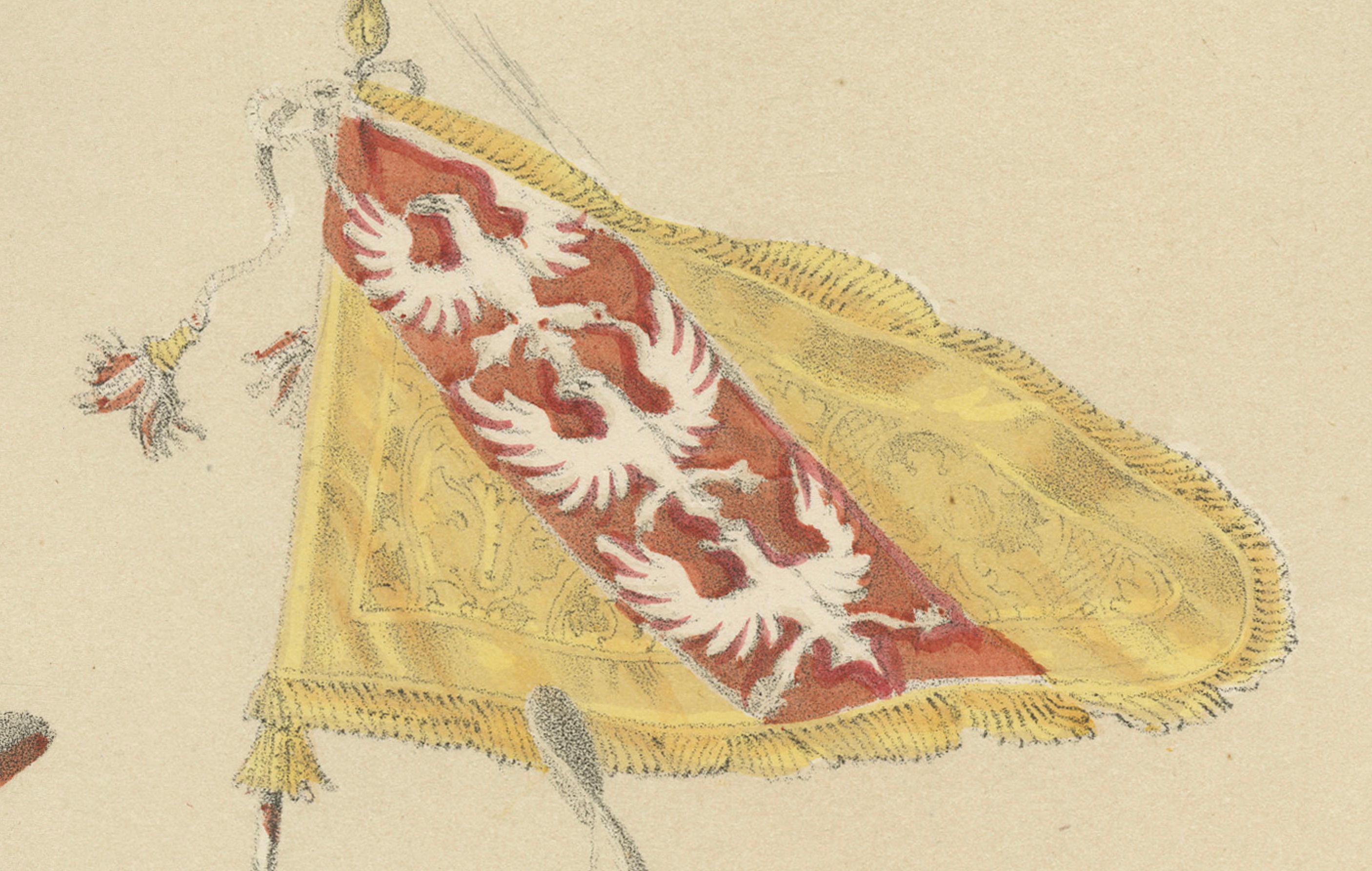 1855 Wappenzug - Bannerträger von Thierstein, Lorrain und Oettingen im Angebot 1