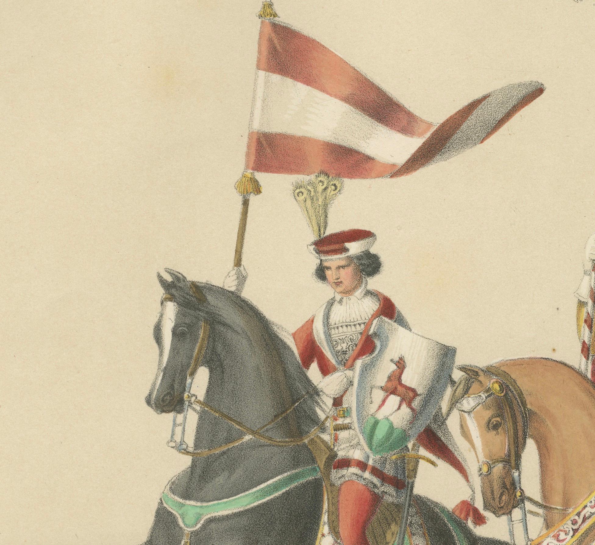 1855 Wappenzug - Bannerträger von Thierstein, Lorrain und Oettingen im Angebot 2
