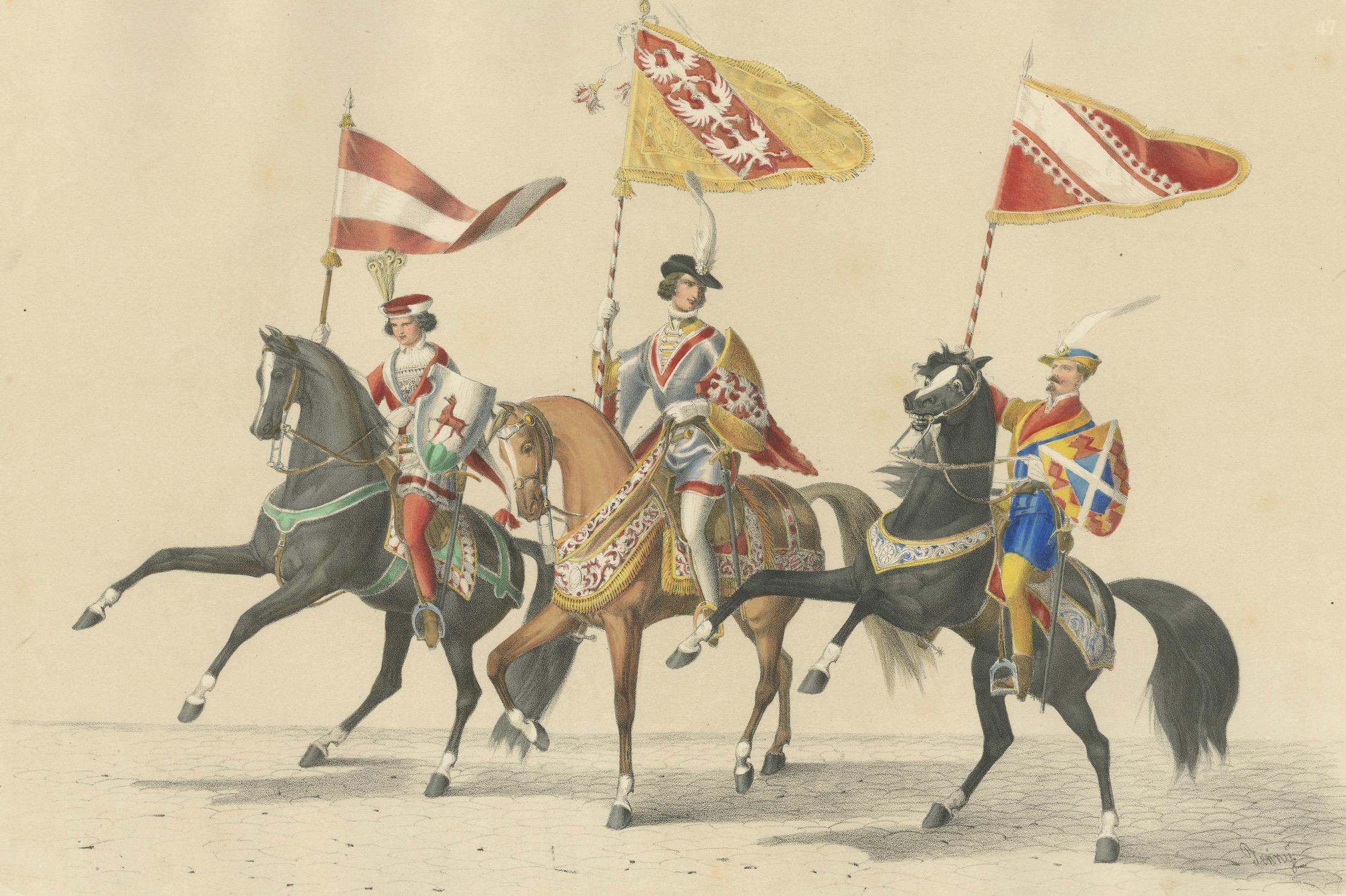 1855 Wappenzug - Bannerträger von Thierstein, Lorrain und Oettingen im Angebot 3