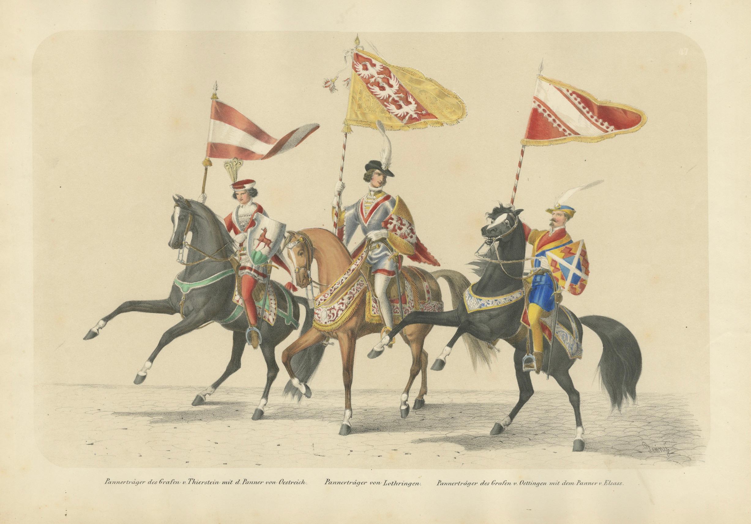 1855 Wappenzug - Bannerträger von Thierstein, Lorrain und Oettingen im Angebot 4