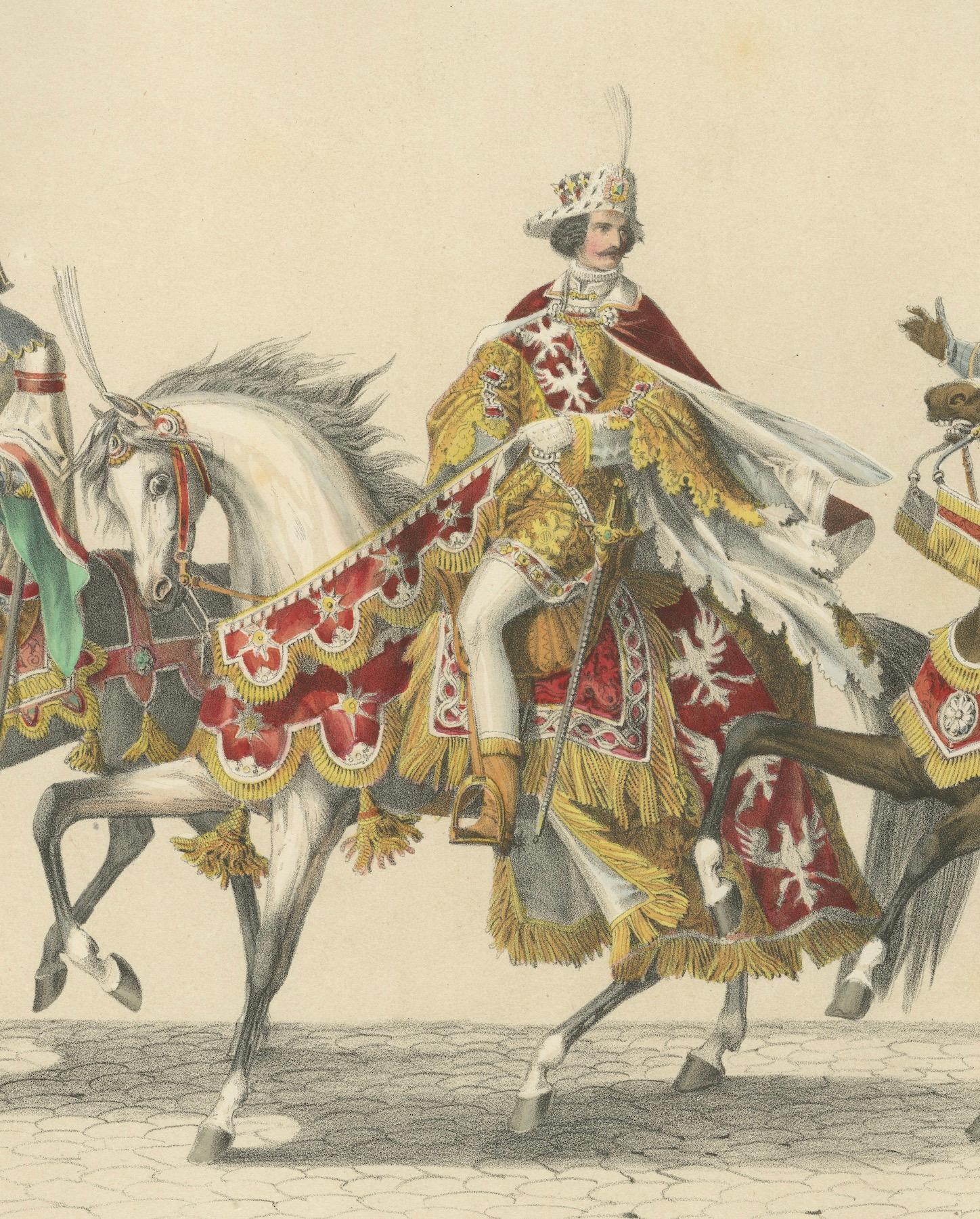 1855 Cavalcade royale - Le Duc de Lorrain et les Comtes de Thierstein & Oettingen en vente 2