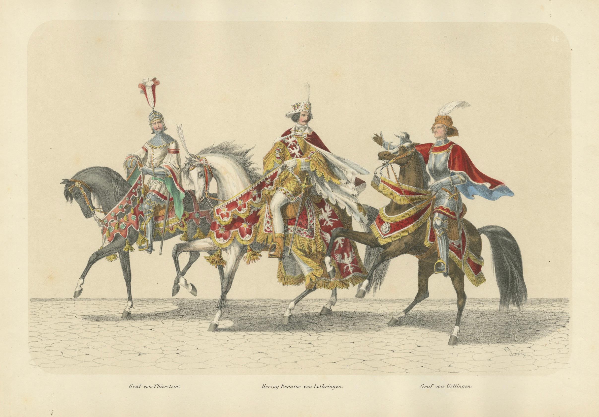 1855 Cavalcade royale - Le Duc de Lorrain et les Comtes de Thierstein & Oettingen en vente 3