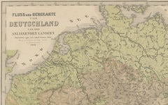 1855 Relief Map of Germany and the Alps Showing Rivers and Terrain