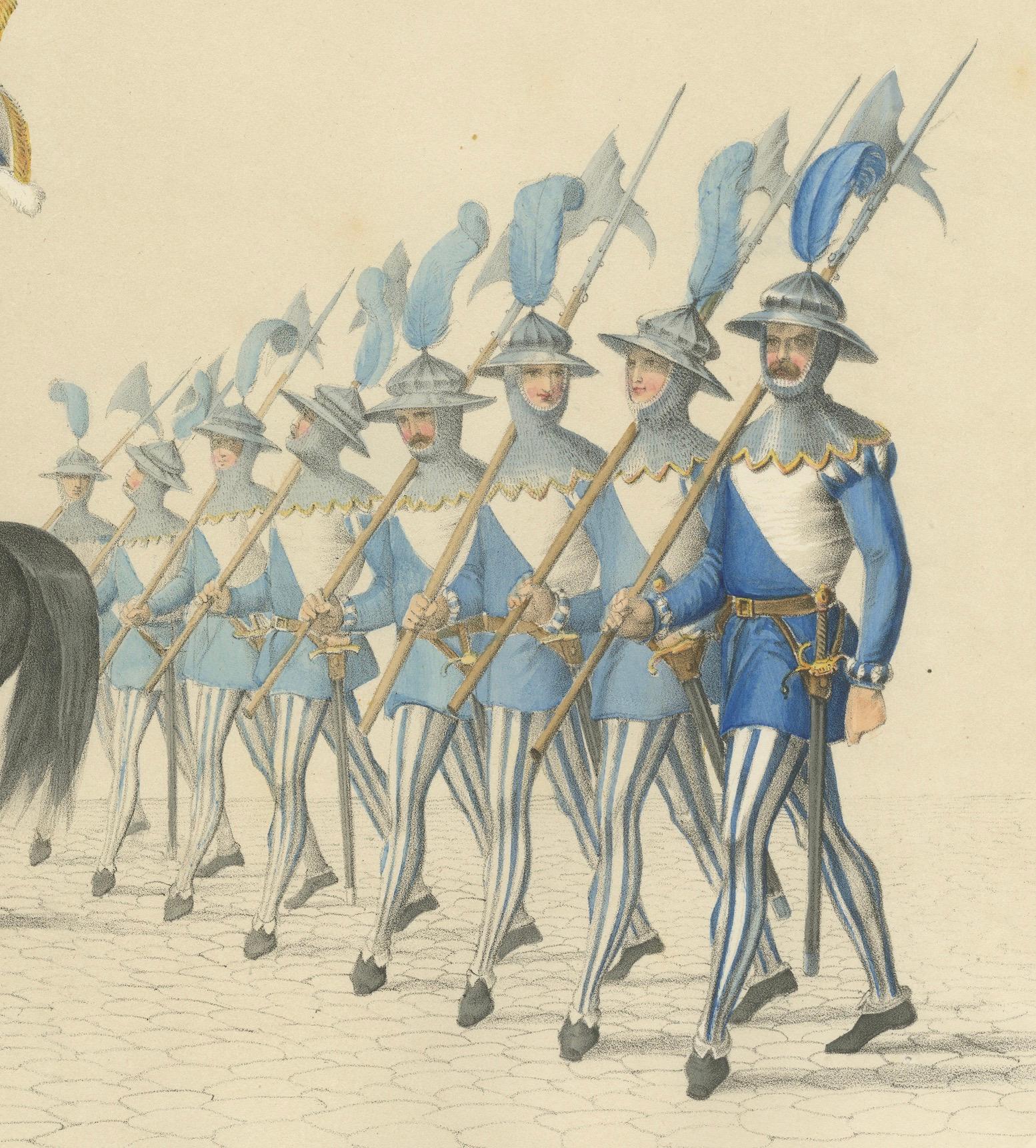 1855 Cortège suisse - Hans von Breitenlandenberg et la bannière zurichoise en vente 1