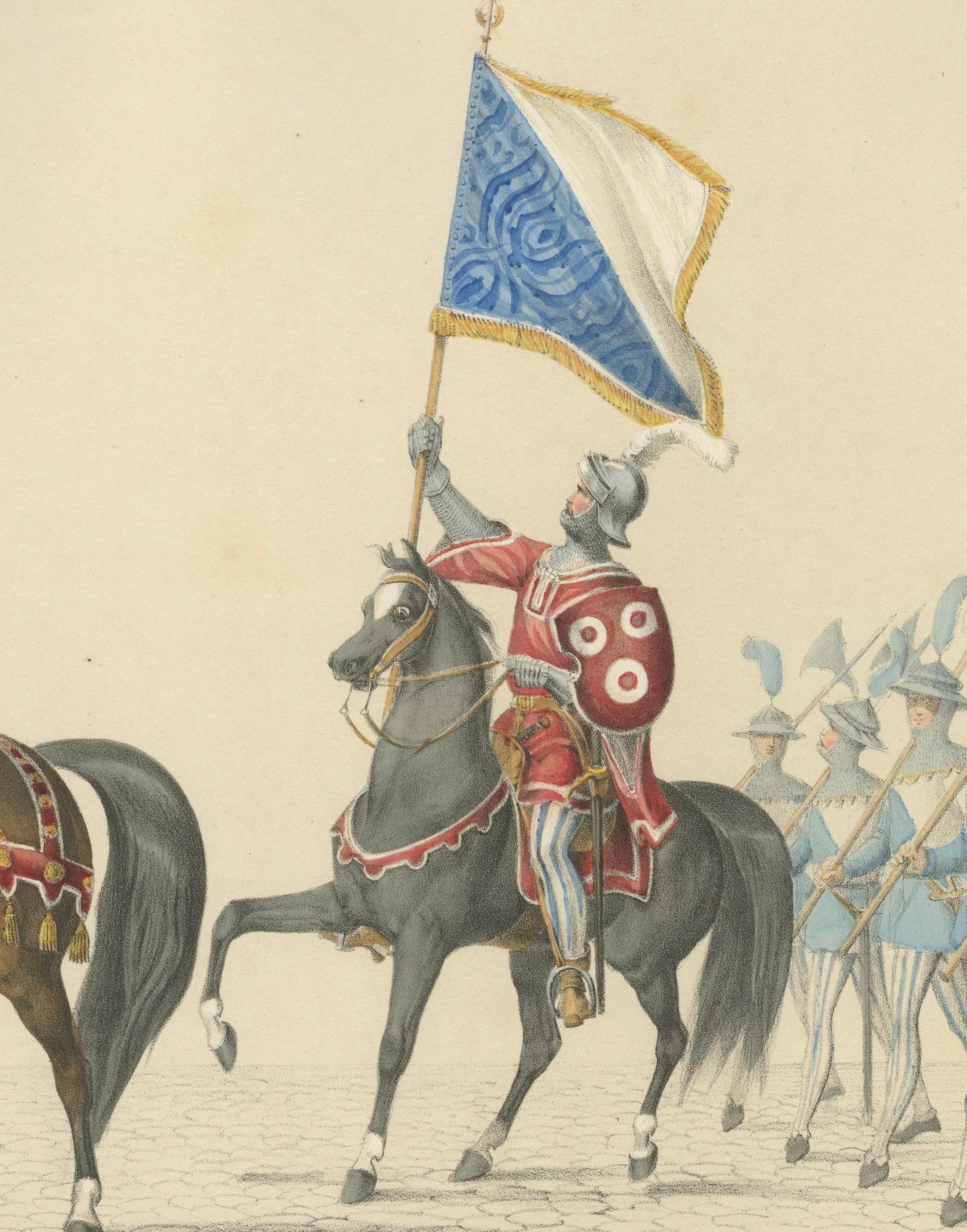 1855 Cortège suisse - Hans von Breitenlandenberg et la bannière zurichoise en vente 2