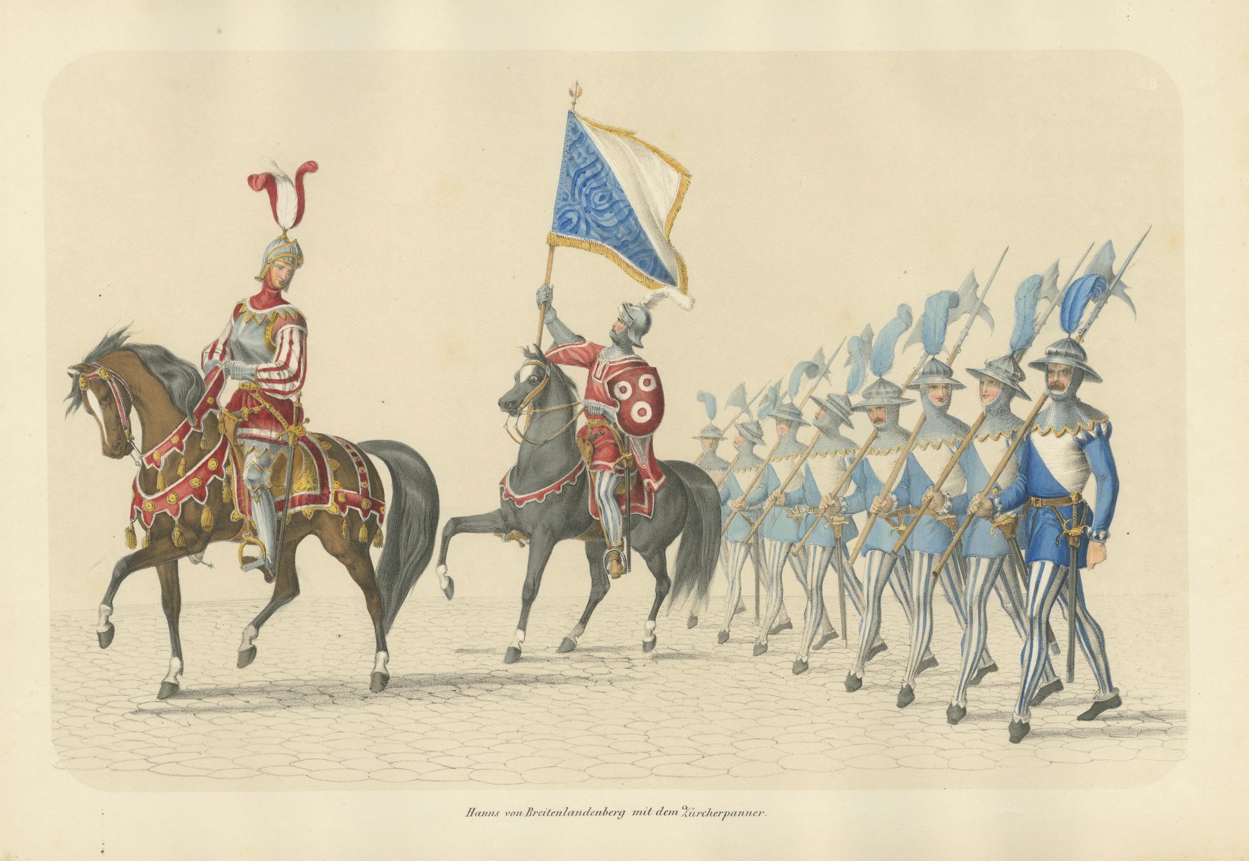 1855 Cortège suisse - Hans von Breitenlandenberg et la bannière zurichoise en vente 4