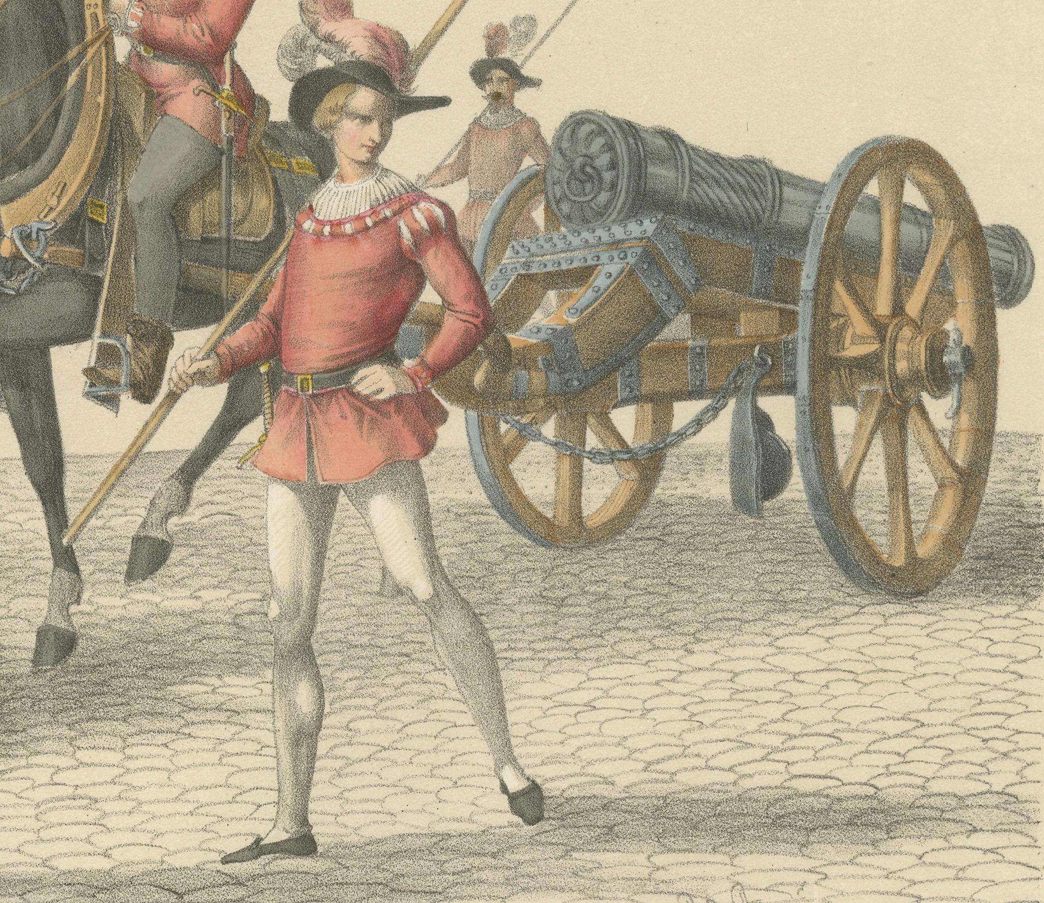 Milieu du XIXe siècle 1855 Défilé de la victoire suisse - Canons bourguignons capturés dans le cortège triomphal en vente