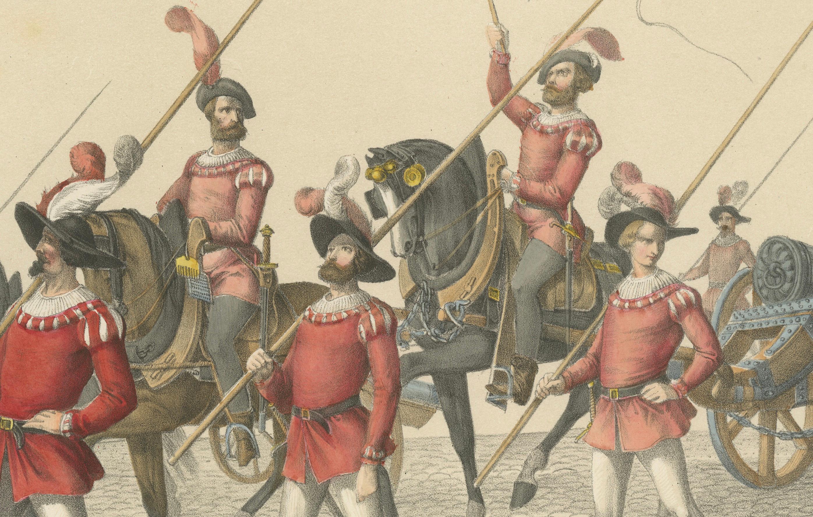 Papier 1855 Défilé de la victoire suisse - Canons bourguignons capturés dans le cortège triomphal en vente