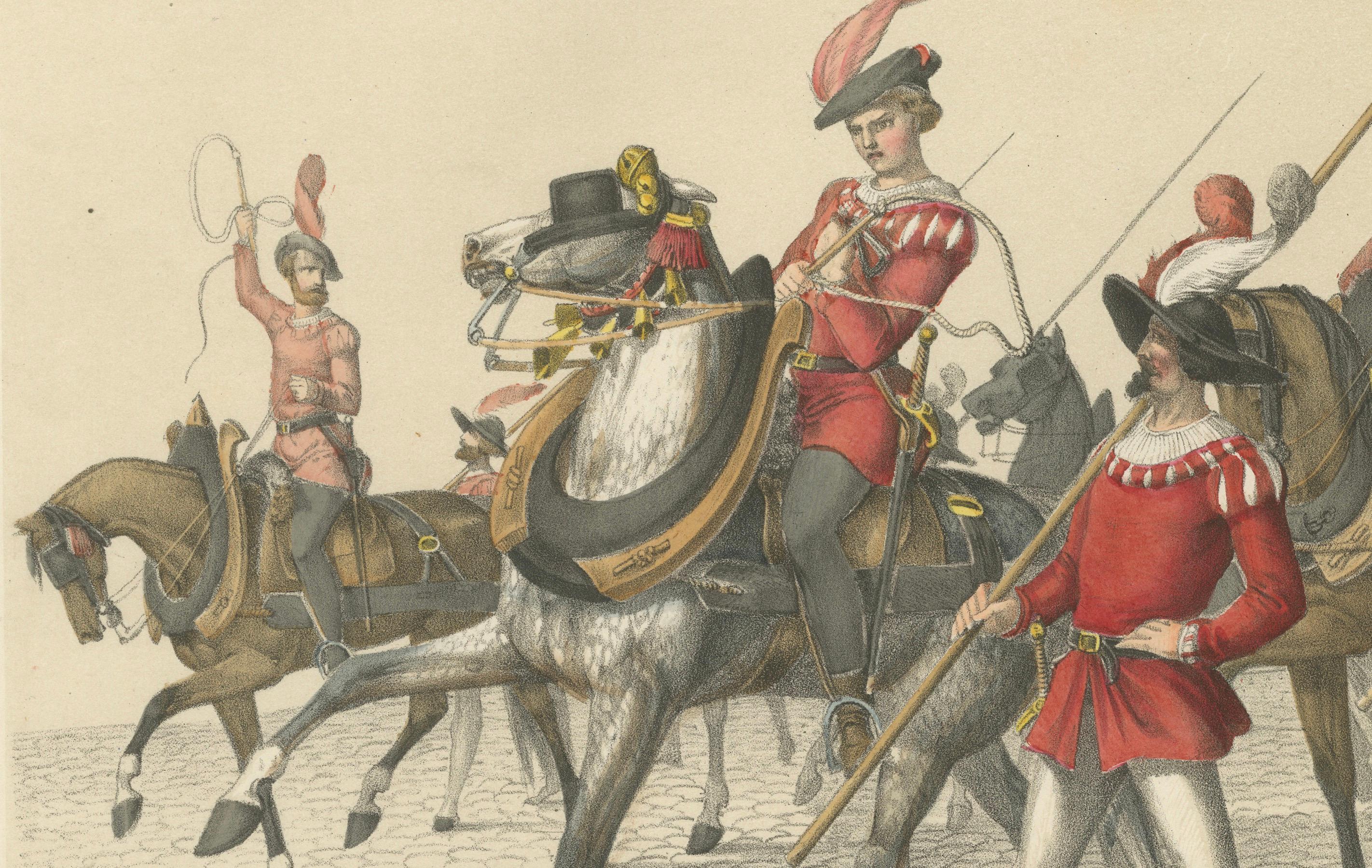 1855 Défilé de la victoire suisse - Canons bourguignons capturés dans le cortège triomphal en vente 1