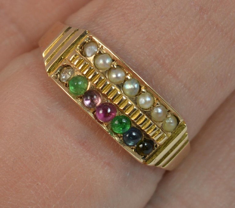 1855 Victorian 18 Carat Gold and Dearest Acrostic Stack Cluster Ring at ...