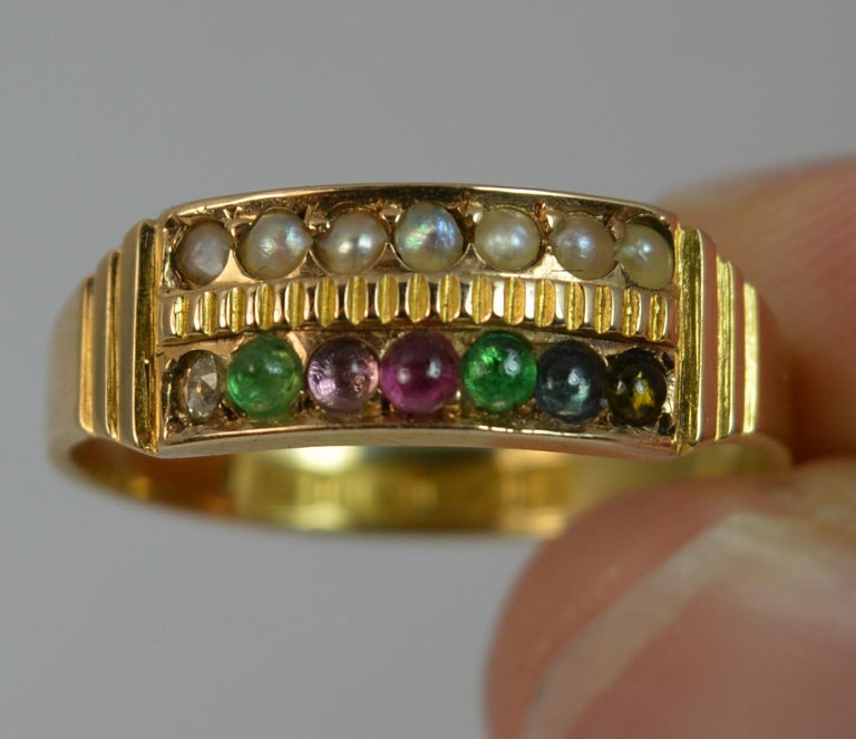 1855 Victorian 18 Carat Gold and Dearest Acrostic Stack Cluster Ring at ...
