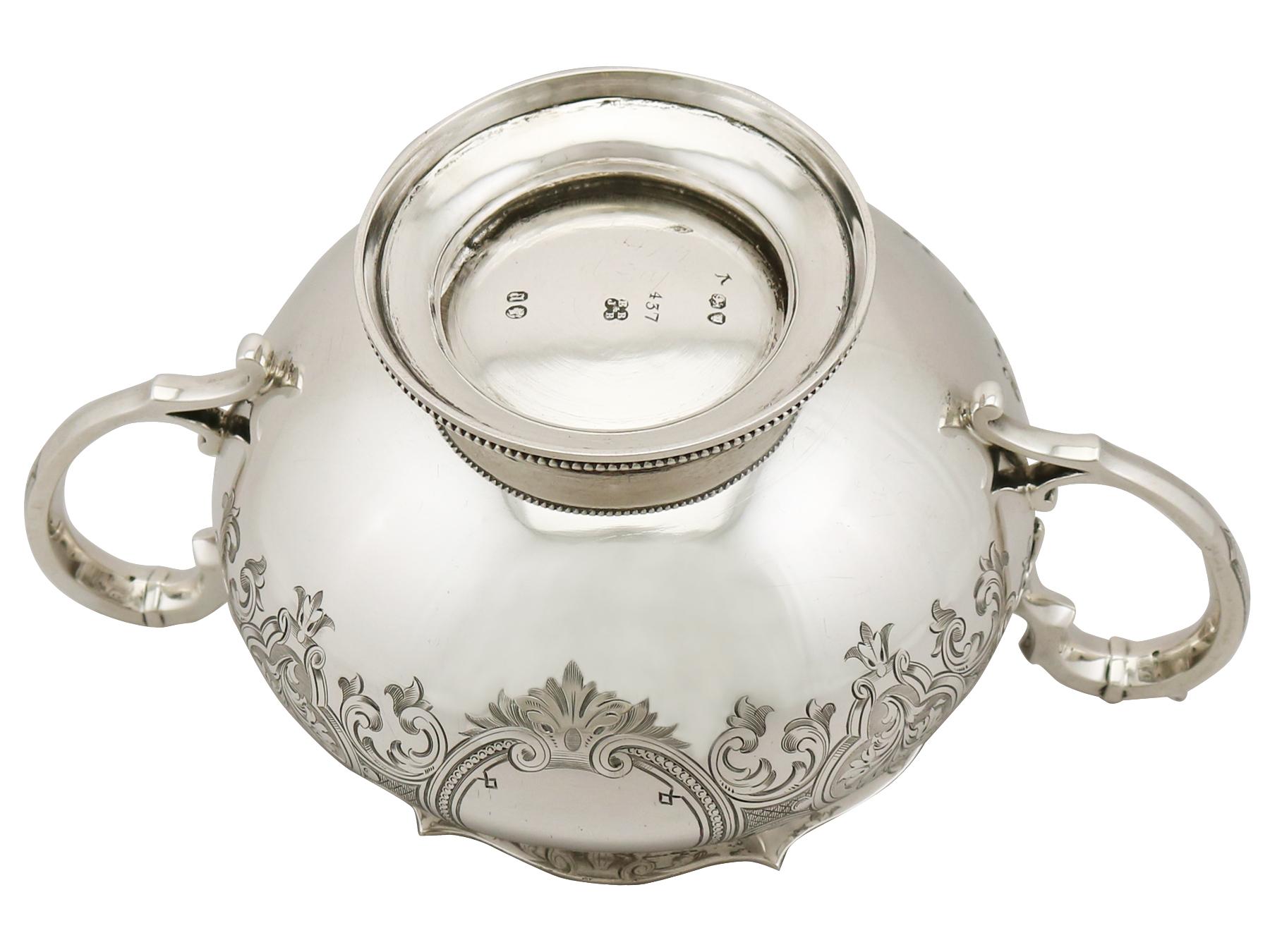 1856 Antique Victorian Sterling Silver Sugar Bowl 7