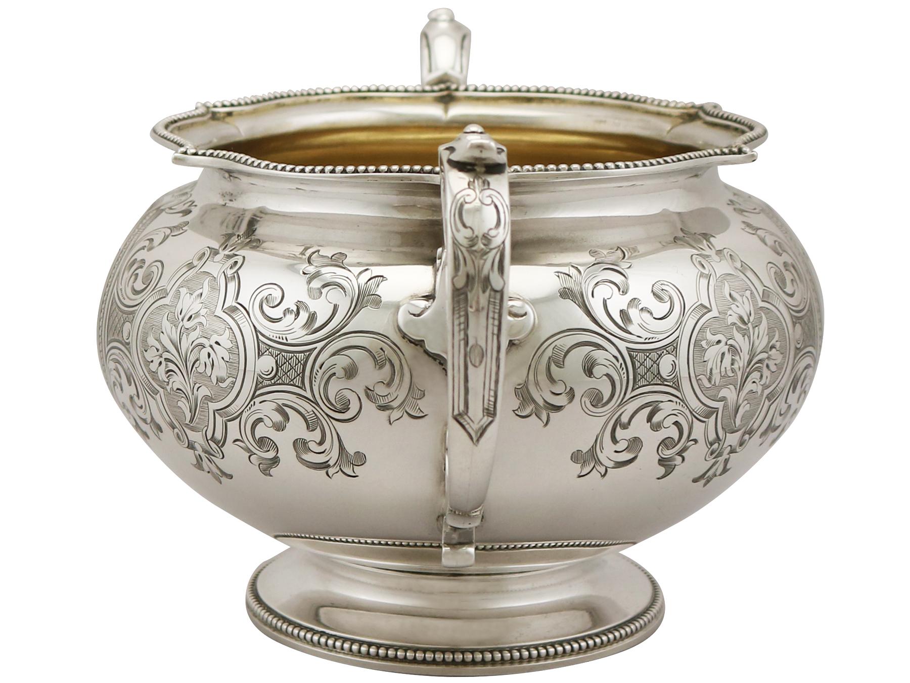 1856 Antique Victorian Sterling Silver Sugar Bowl In Excellent Condition In Jesmond, Newcastle Upon Tyne