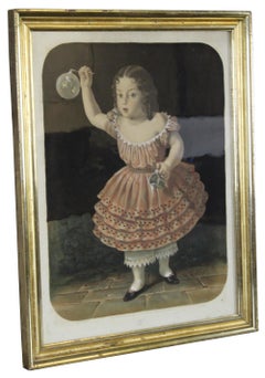 1856 Antique William Schaus Chromolithograph Print "Oh!" Bubble Girl Lafosse