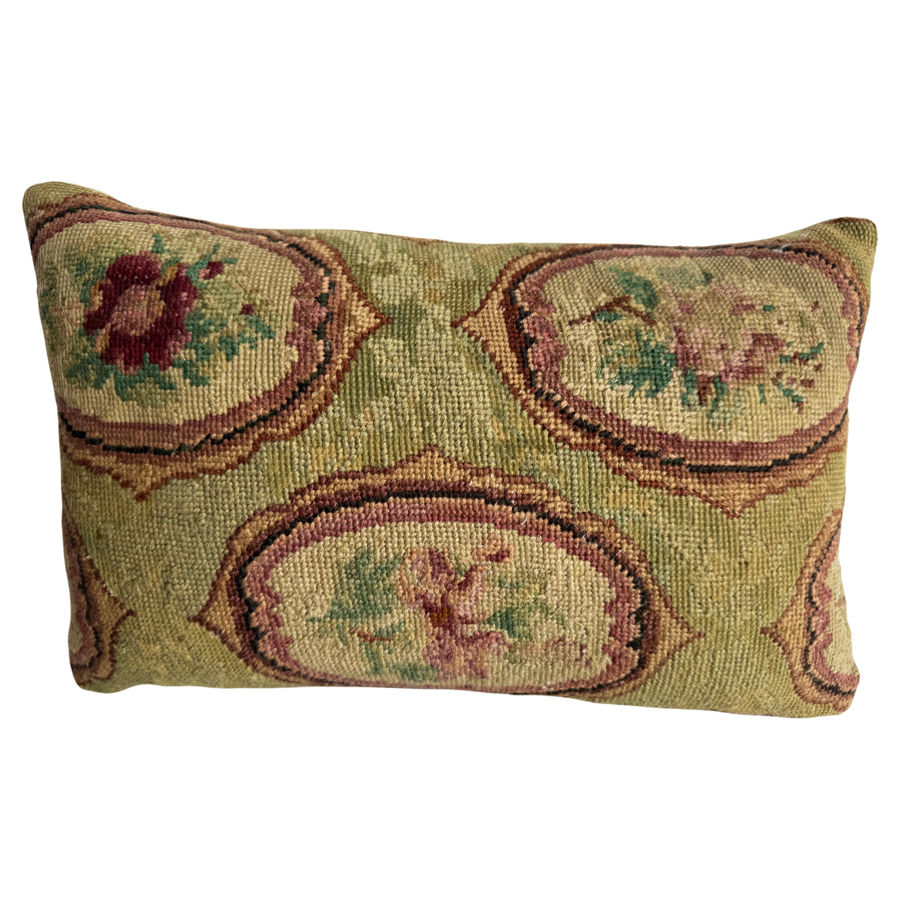 1856 English Needlework 16" x 11" Pillow For Sale