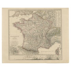 1856 France and Switzerland Map with Mountain Profiles