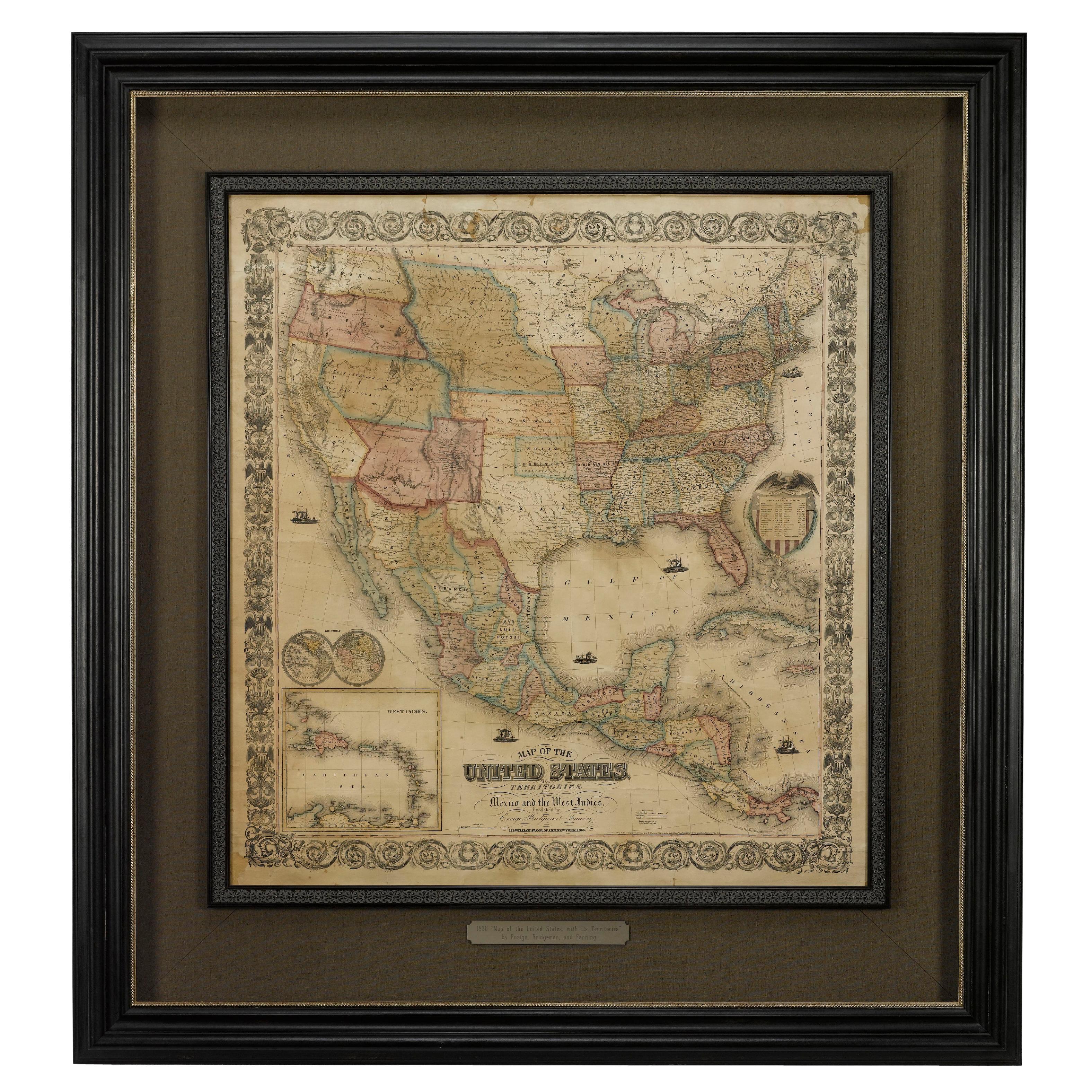 1856 "Map of the United States" par Ensign, Bridgeman et Fanning