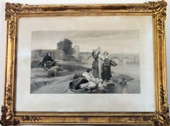 1856 Nicolas Poussin Lithograph in Original Giltwood Frame