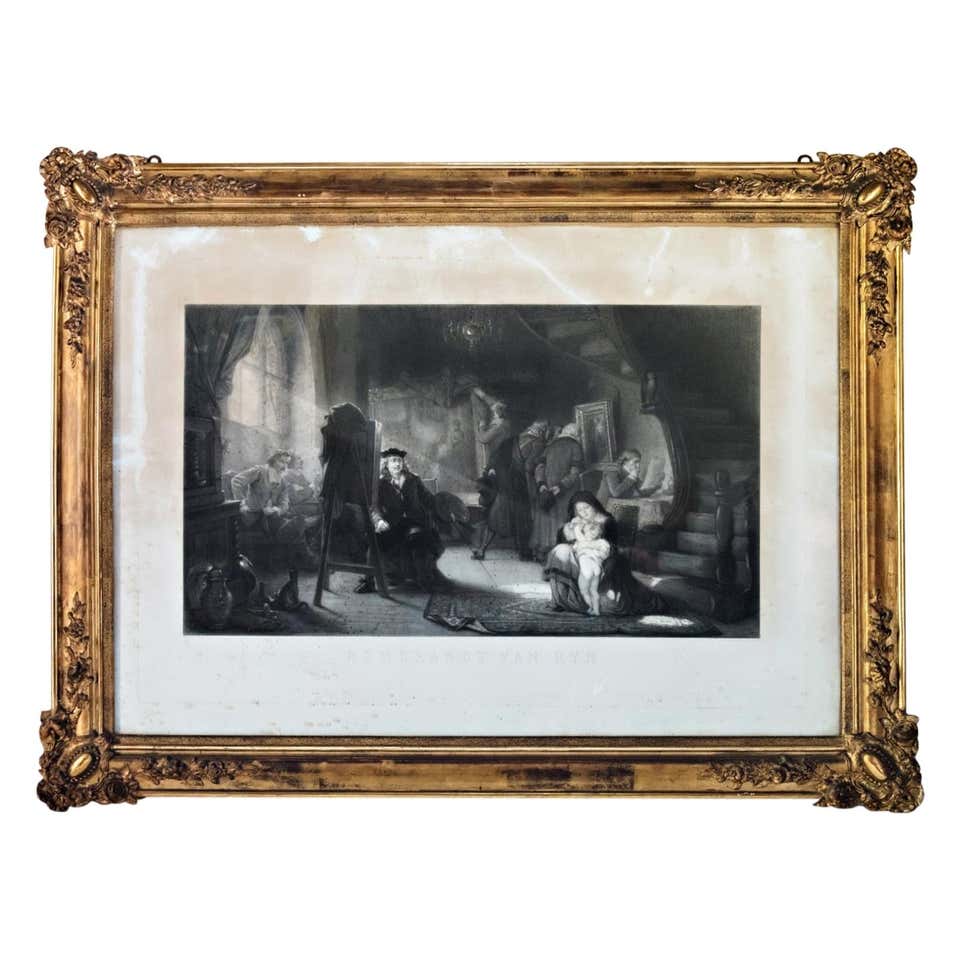 1856 Rembrandt Van Ryn Litograph and Gilt Frame For Sale at 1stDibs