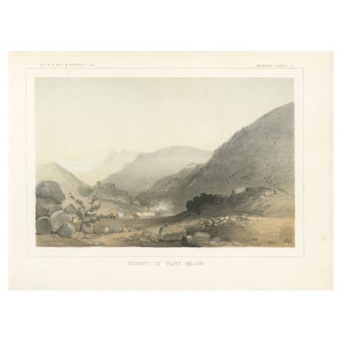 1856 Tinted Litho of the Vicinity of Fort Miller, Southeast of Fresno California