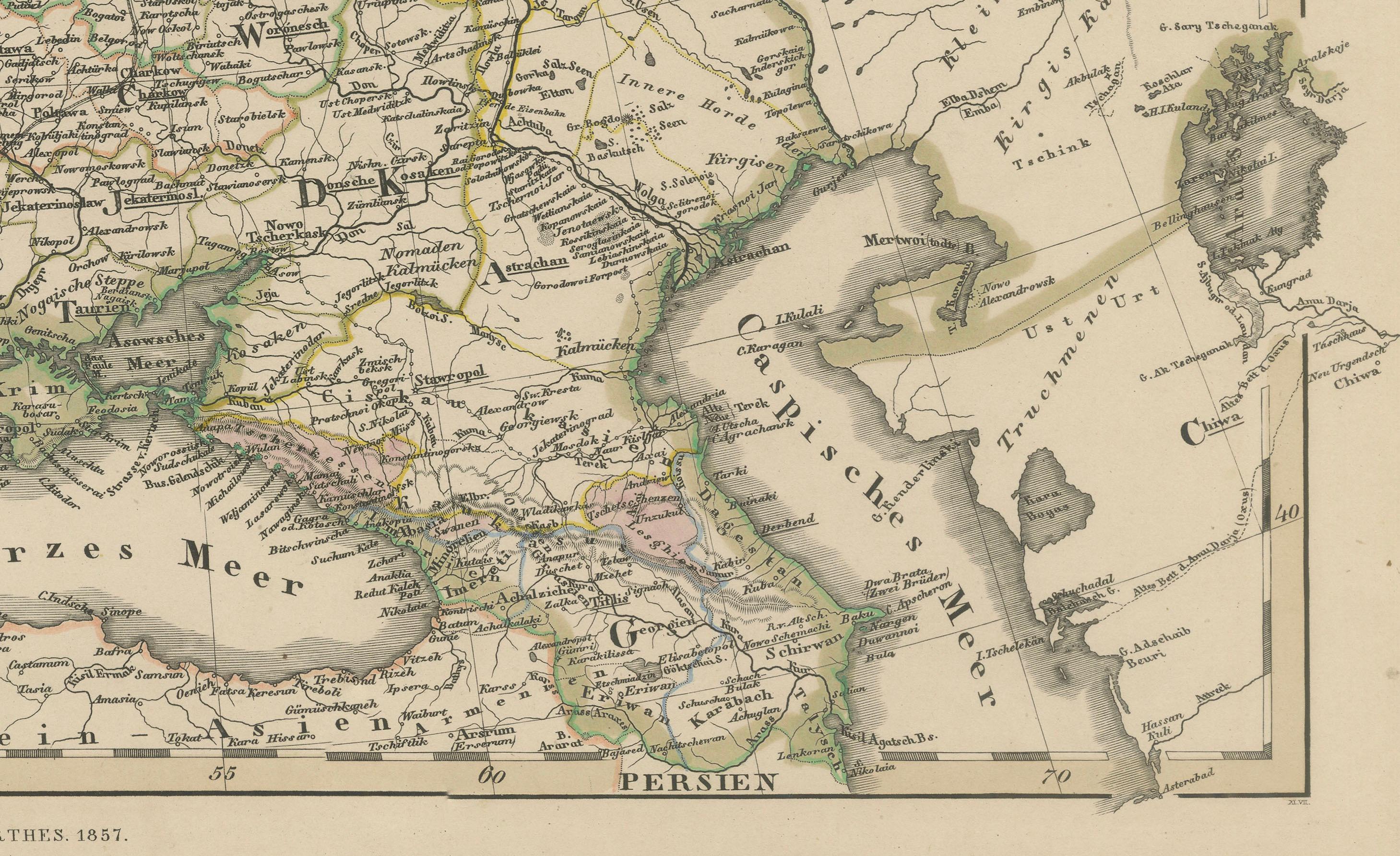 Gravé 1857 Carte gravée de la Russie, de la Finlande et de la Scandinavie - Historic Print en vente
