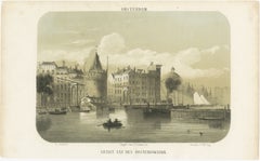 1857 Lithograph of Amsterdam’s Oosterdok Quay and Harbor
