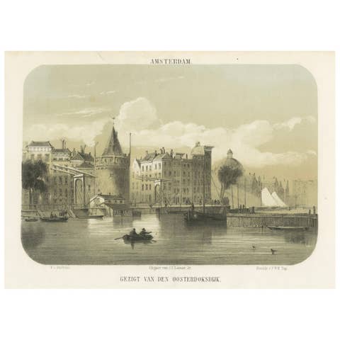 1857 Lithograph of Amsterdam’s Oosterdok Quay and Harbor