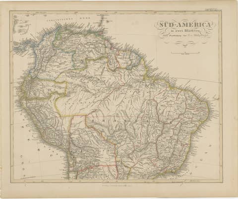 1857 Map of Northern South America – Brazil, Colombia, Peru by Stülpnagel