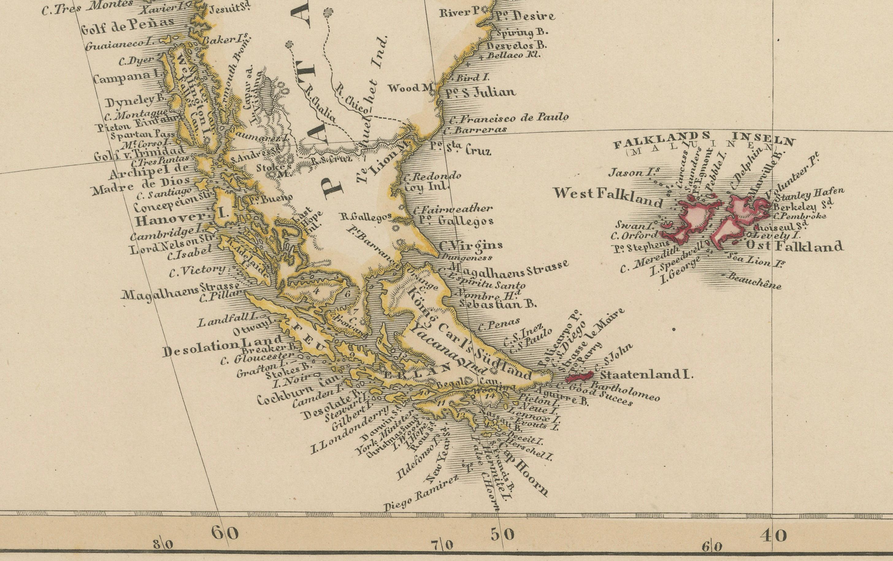 1857 Mapa del Sur de Sudamérica - Argentina, Chile, Río de Janeiro en venta 2
