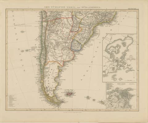 1857 Map of Southern South America – Argentina, Chile, Rio de Janeiro