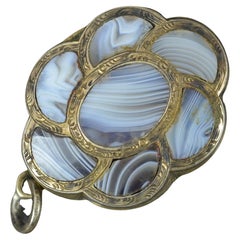 1857 Victorian Silver and Banded Agate Vinaigrette Pendant