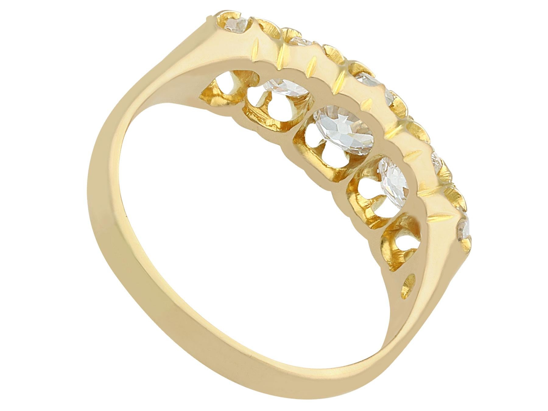 Women's or Men's 1858 Antique 1.51 Carat Diamond and Yellow Gold Five-Stone Ring