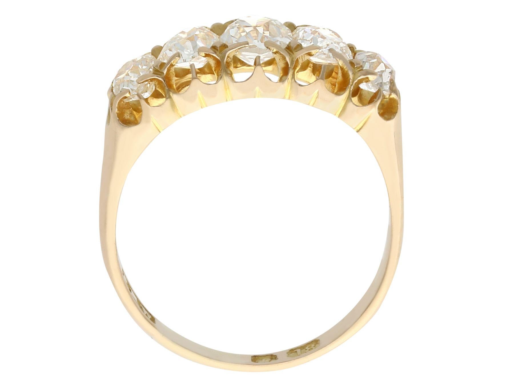 1858 Antique 1.51 Carat Diamond and Yellow Gold Five-Stone Ring 1