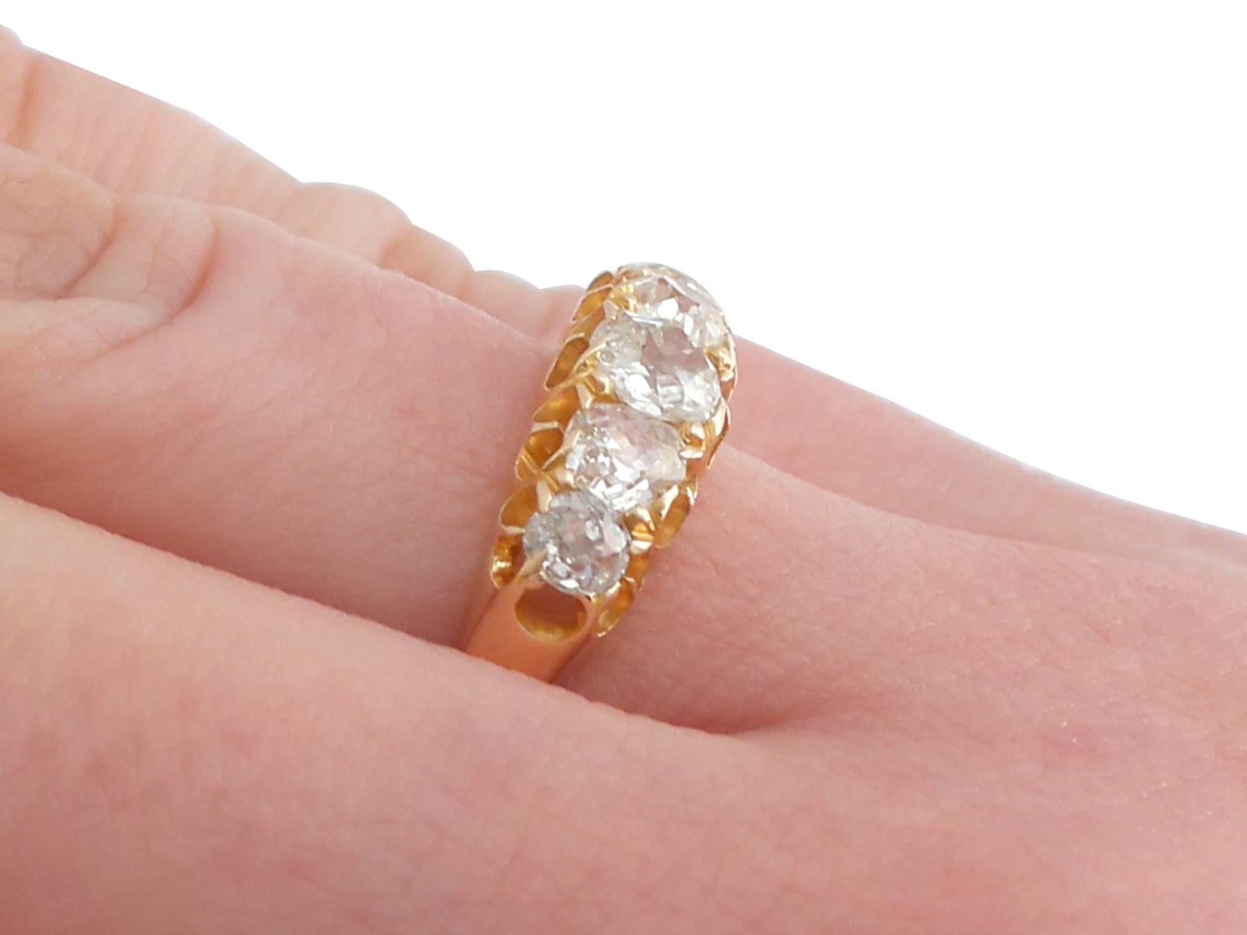 1858 Antique 1.51 Carat Diamond and Yellow Gold Five-Stone Ring 4