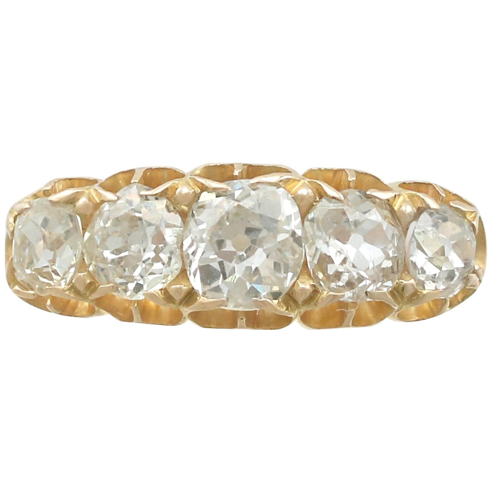 An impressive antique Victorian 1.51 carat diamond and 18 karat yellow gold five stone dress ring; part of our diverse antique jewellery and estate jewelry collections.

This stunning, fine and impressive five stone diamond ring has been crafted in