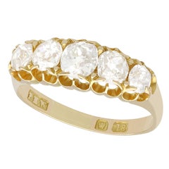 1858 Antique 1.51 Carat Diamond and Yellow Gold Five-Stone Ring