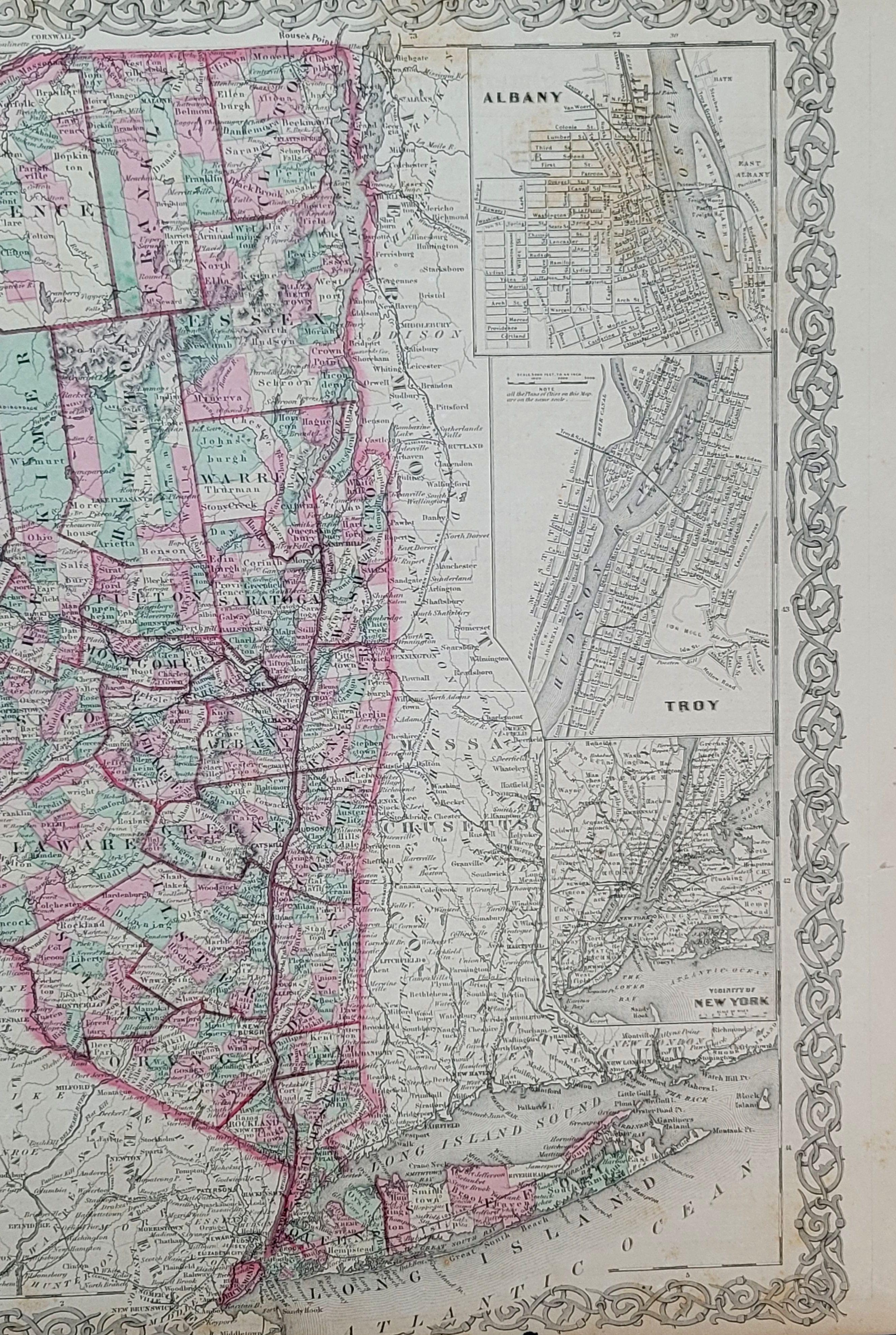 1858 Colton's Map of New York, Ric.B011 For Sale 1