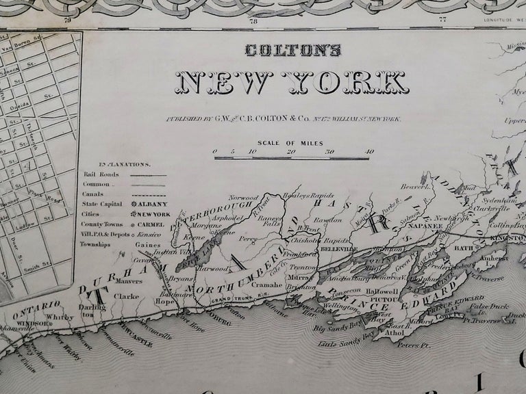 Ny State Ric's 1858 Colton's Map of New York, Ric.B011 For Sale at 1stDibs