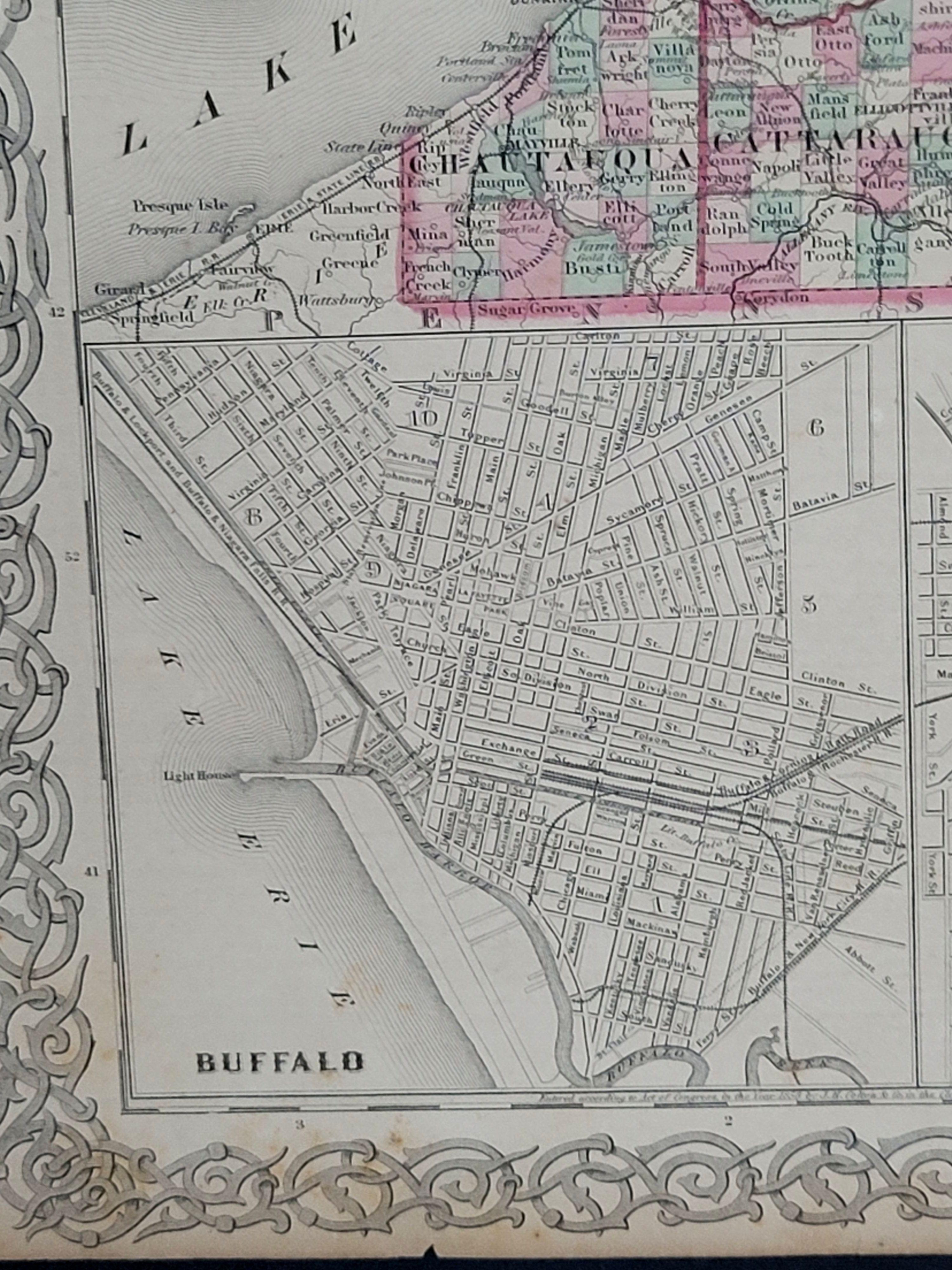 19th Century 1858 Colton's Map of New York, Ric.B011 For Sale