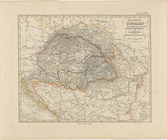 1858 Mapa de Hungría, Galitzia y los Balcanes - Grabado de Justus Perthes