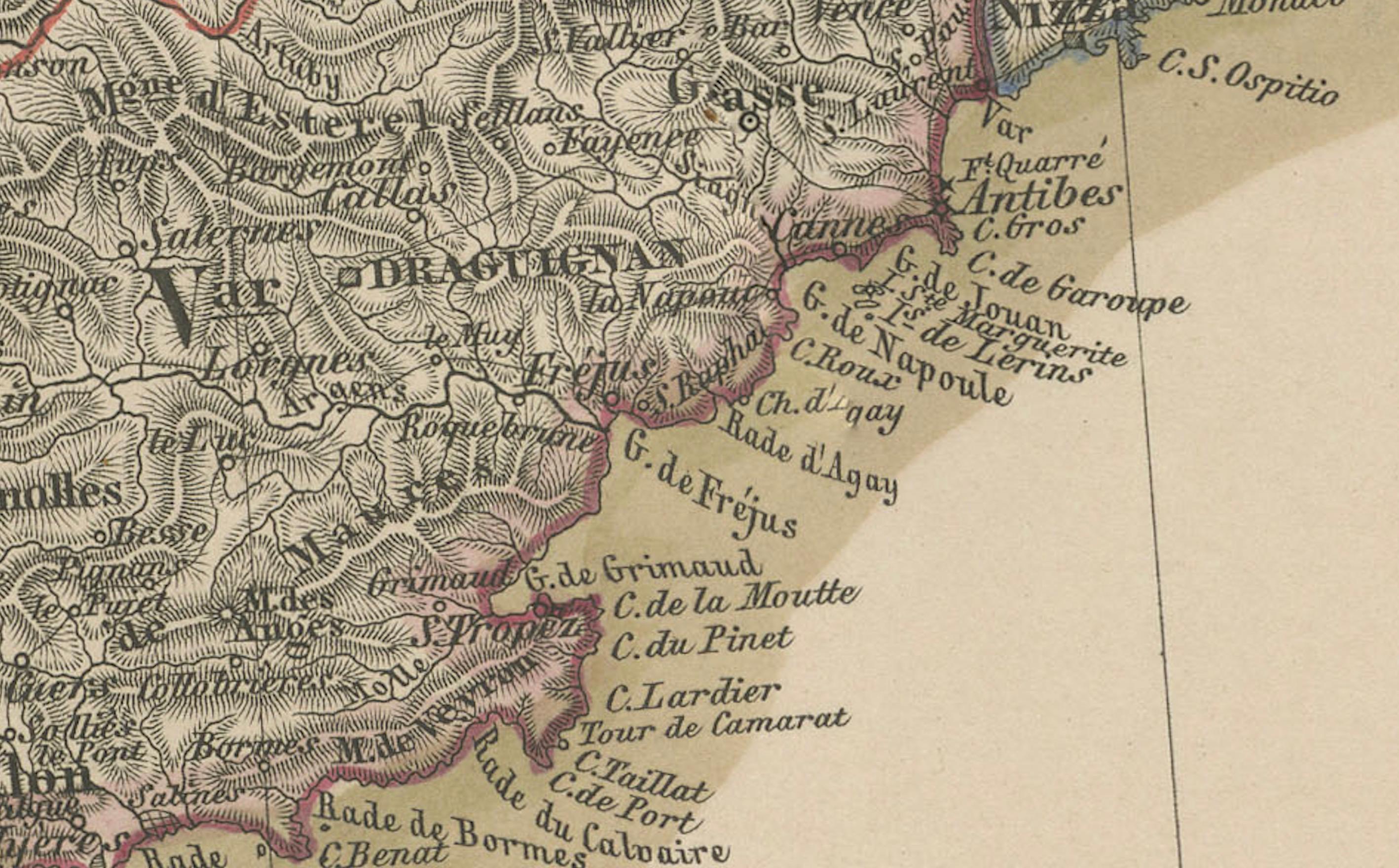 Mapa antiguo del sureste de Francia y Córcega - Grabado de Stülpnagel, 1858

Mapa muy detallado del siglo XIX titulado 