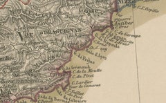 1858 Map of South France with Corsica – Marseille to Italian Border