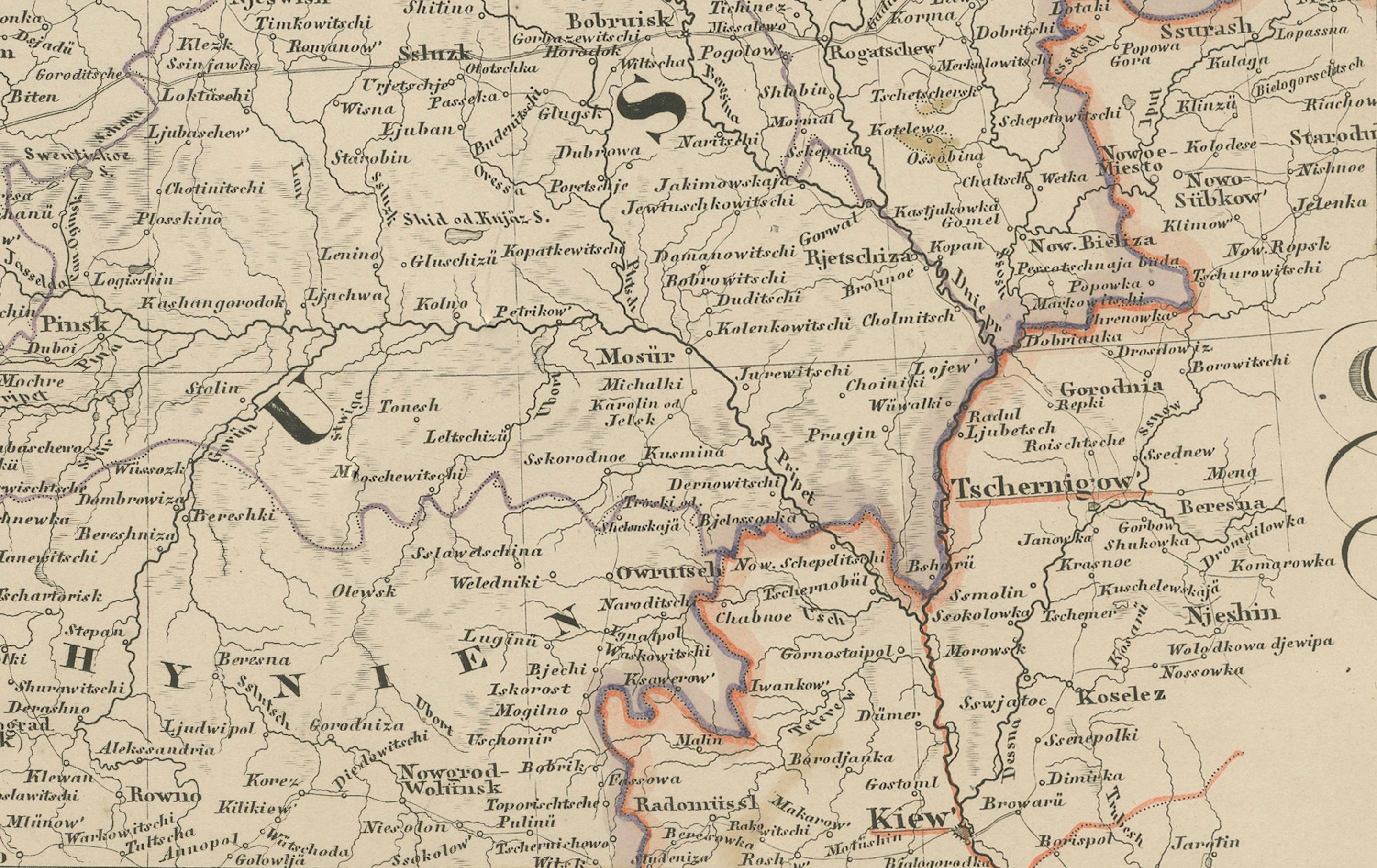Inciso Mappa del 1858 degli Stati baltici e della Russia interna fino a Mosca - Justus Perthes in vendita